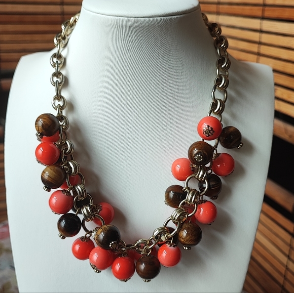 Tigers Enamel Script Necklace in Burnt Orange main image 1
